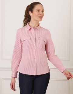 Chemisier coton rayé rose