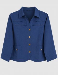 Veste lin coton bleu