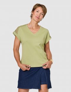 T-shirt dentelle kaki