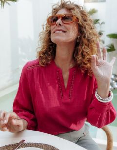 Blouse légère coton rose