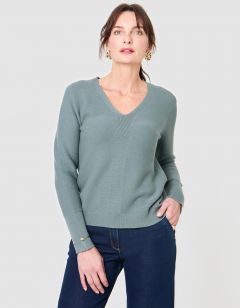 Pull fantaisie coton kaki