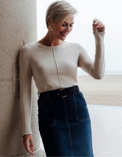 Pull maille fine beige