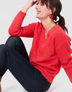 Pull col V rouge