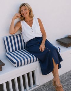 Jupe longue lin bleu