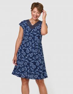 Robe motif coton marine