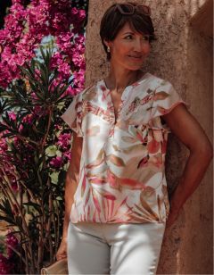 Blouse imprimé beige rose
