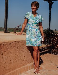 Robe chic motif vert bleu