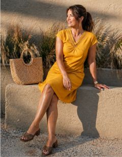 Robe gaze coton ocre