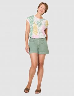 Short jean coton kaki