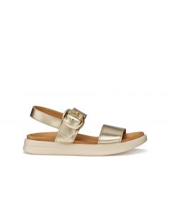 Sandales plates cuir or