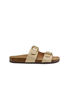 Mules cuir imprimé or