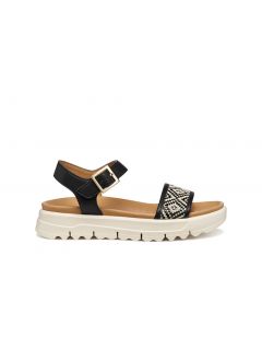 Sandales plates cuir noir