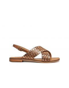 Sandale plate cuir marron