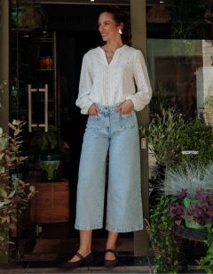 Jean large 7/8 bleu clair