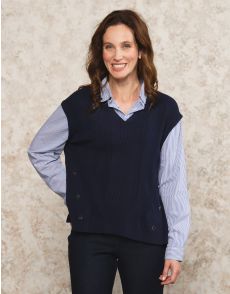 Gilet Pull Par Dessus Chemise Femme Pull Chemisier Marine Pull