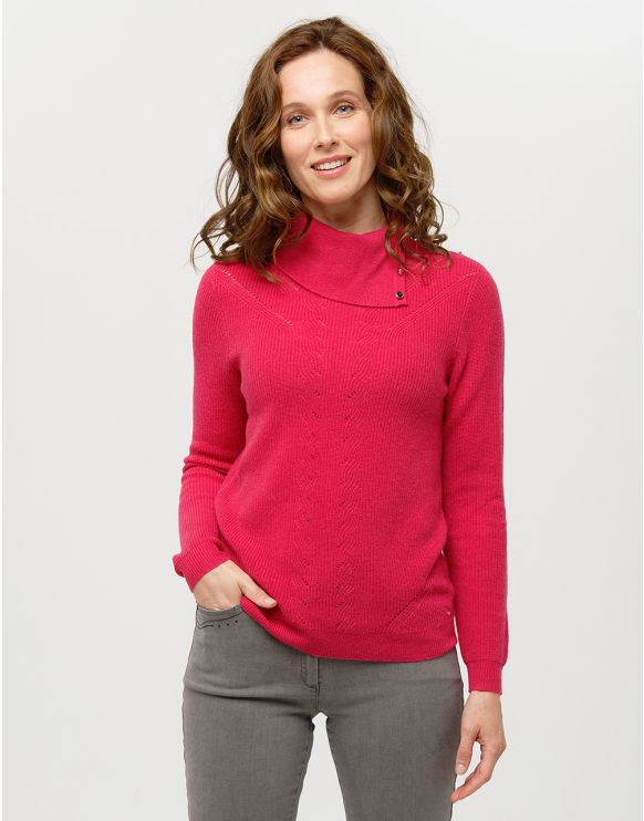 Pull femme col montant mi-haut ajusté