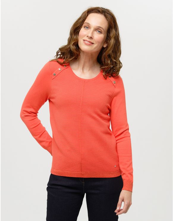 Pull à manches longues et col rond pour femme - Coupe ajustée - Tricot  ample - Rayures - Couleur unie