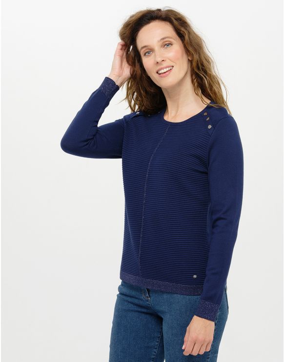 Pull manches longues col rond bouton cintré Femme ONLY à prix