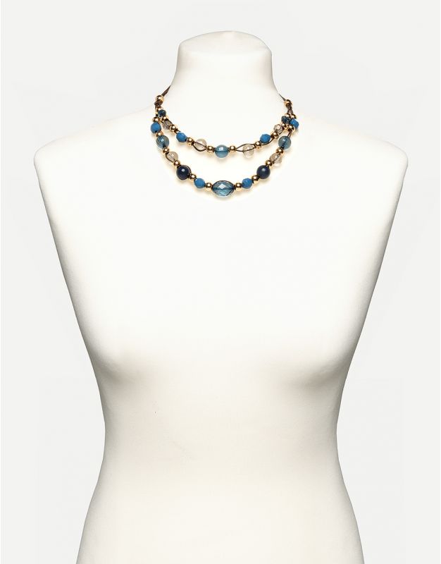 Collier 2 rangs bleu