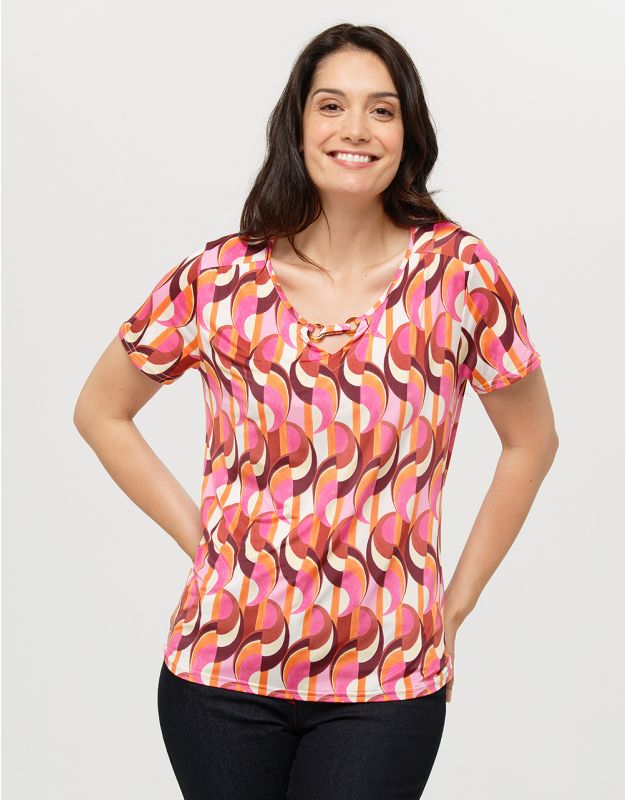 Top imprimé 70 rouge