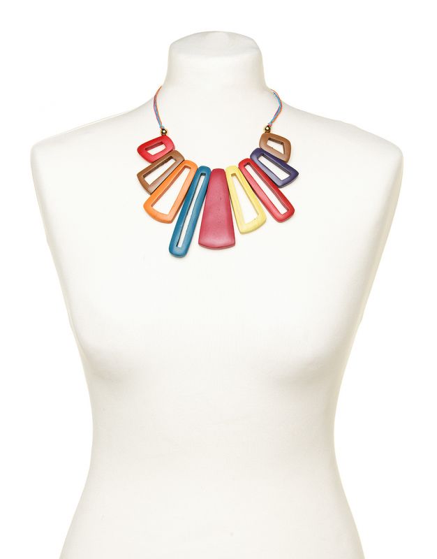 Collier bois multicolore