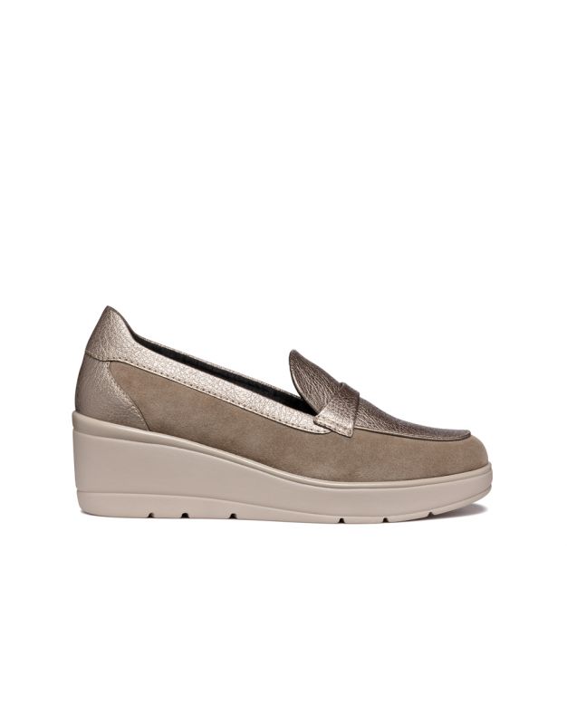 Mocassins cuir taupe
