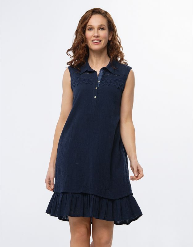Robe coton bleu marine