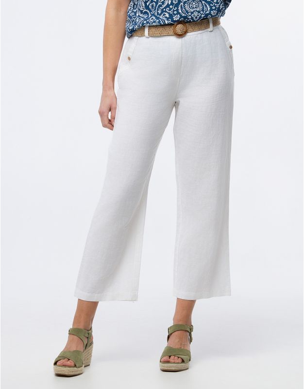 Pantalon lin blanc 7/8ème
