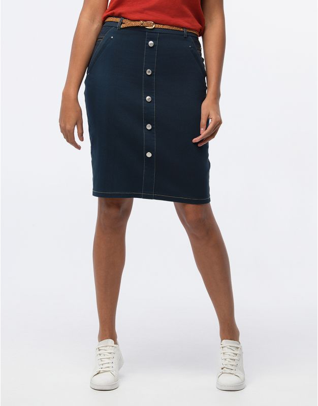 Jupe coton bleu marine