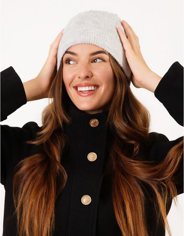 Bonnet torsades gris