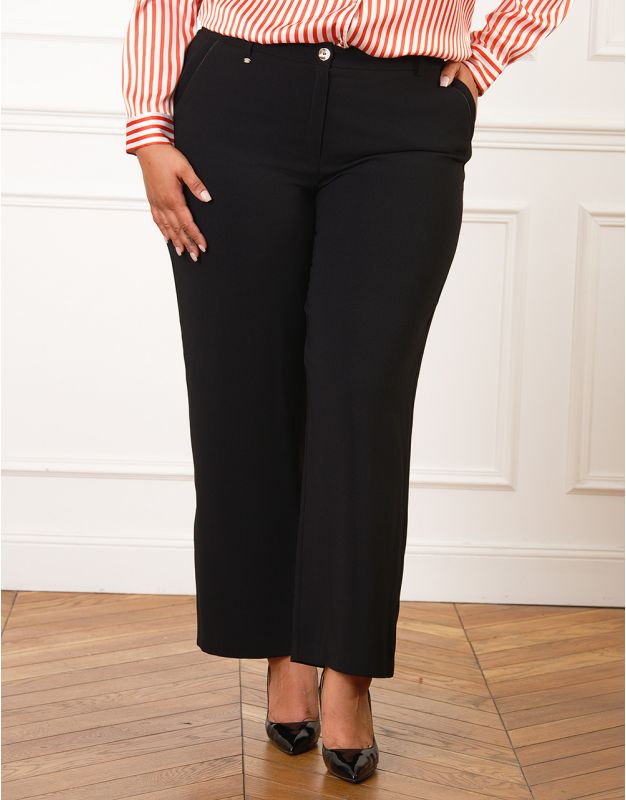 Pantalon large noir crêpe