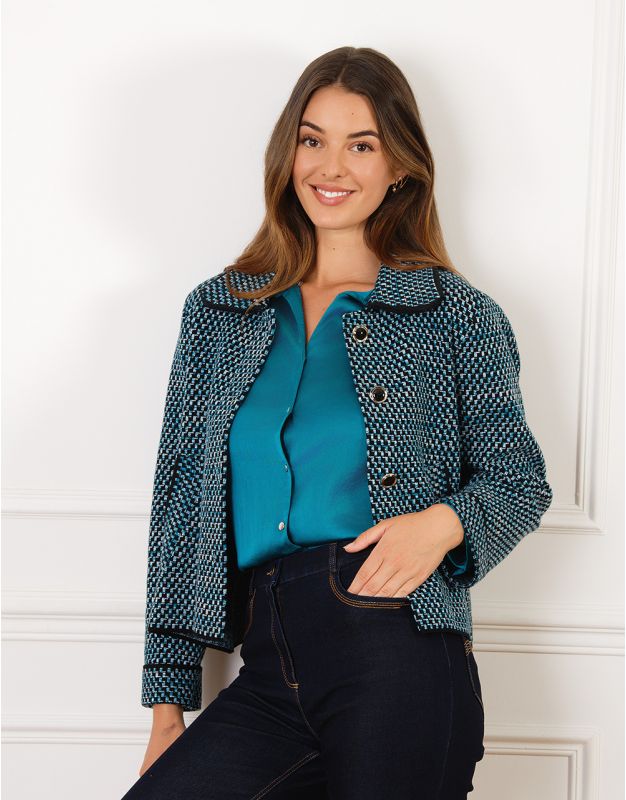 Veste courte chic bleu