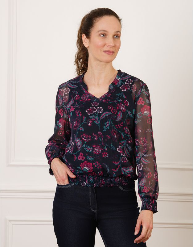 Blouse motif floral rose