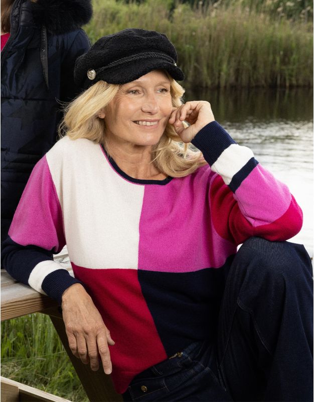 Pull patch rose et rouge