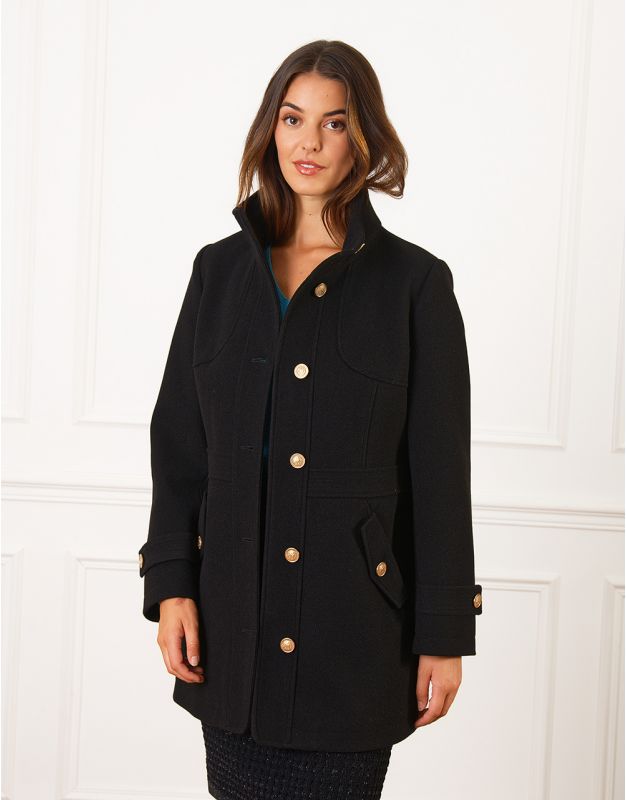 Manteau chic noir boutons