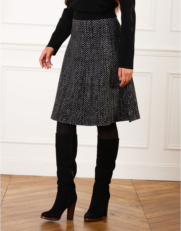 Jupe évasée maille gris