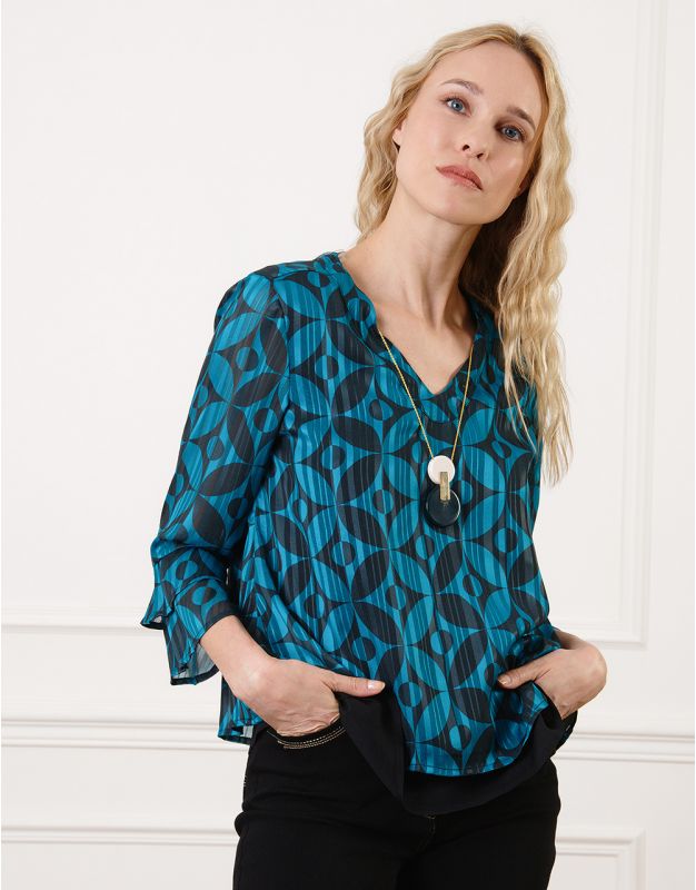 Blouse chic motif vert