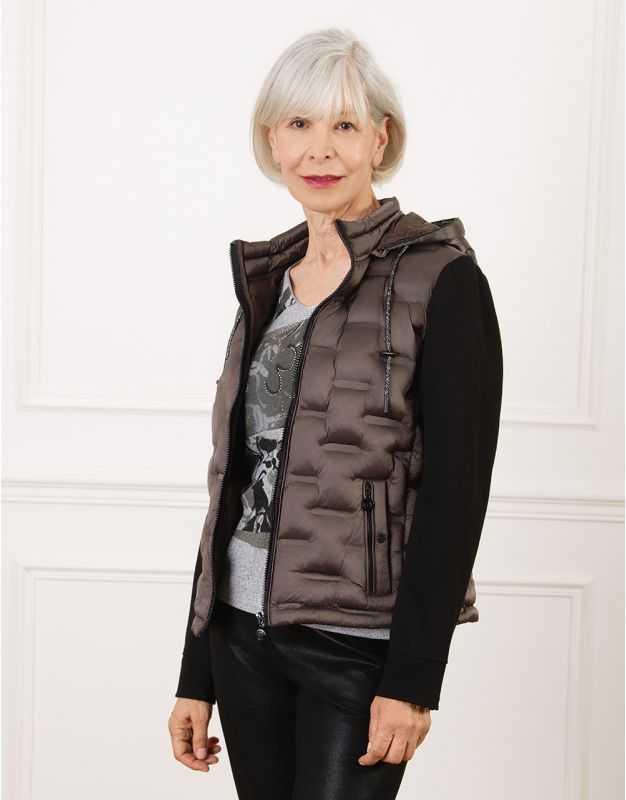 Veste bi-matière chocolat