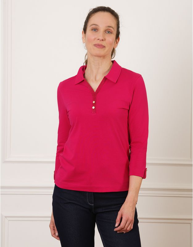 T-shirt coton polo rose