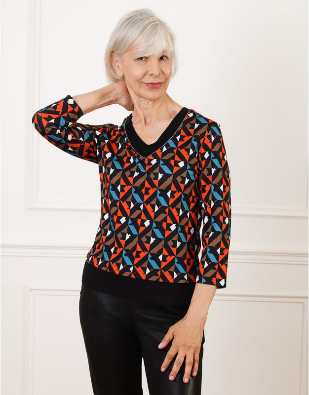T-shirt noir motif rouge