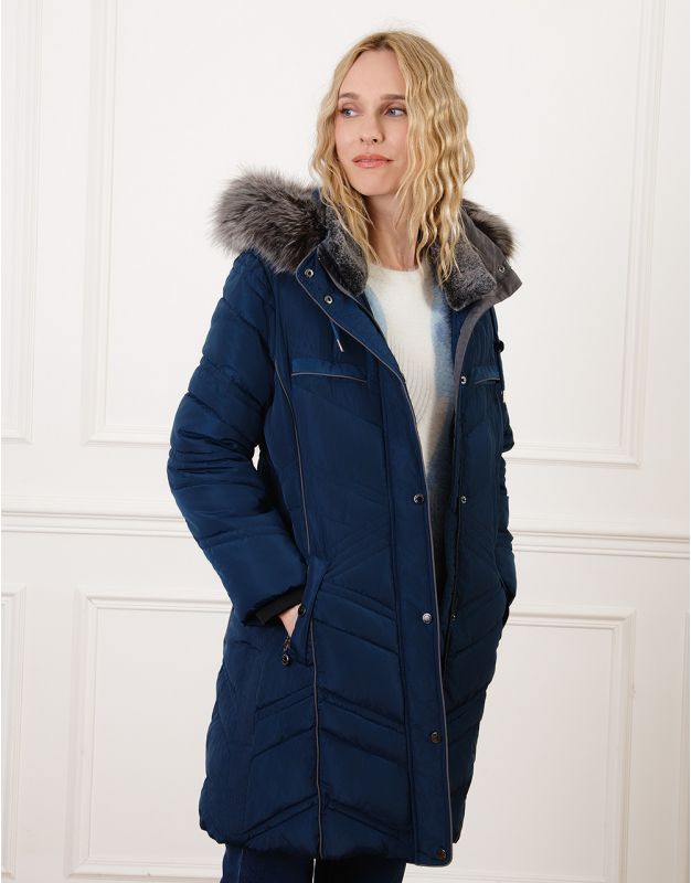 Parka longue bleu marine