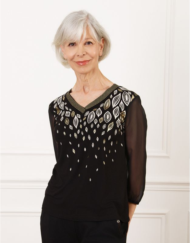 Top chic noir motif or