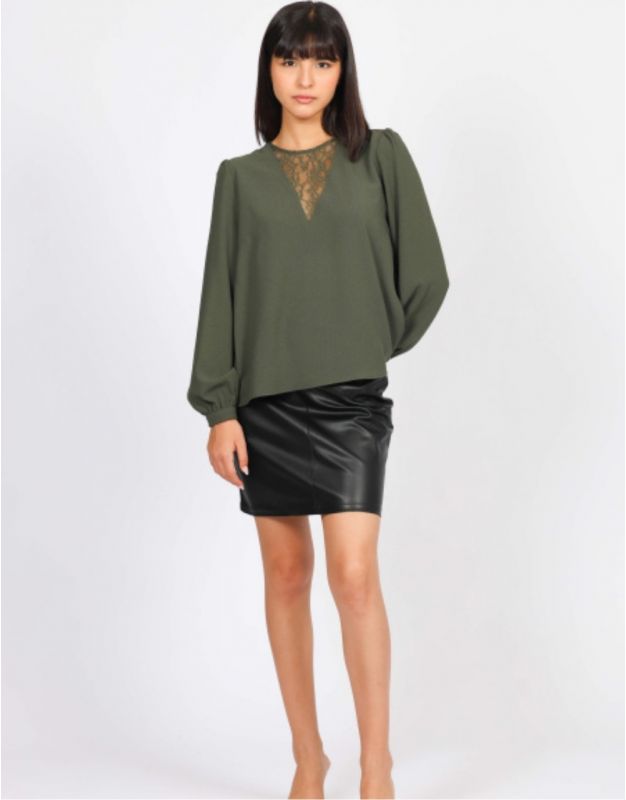 Blouse kaki dentelle