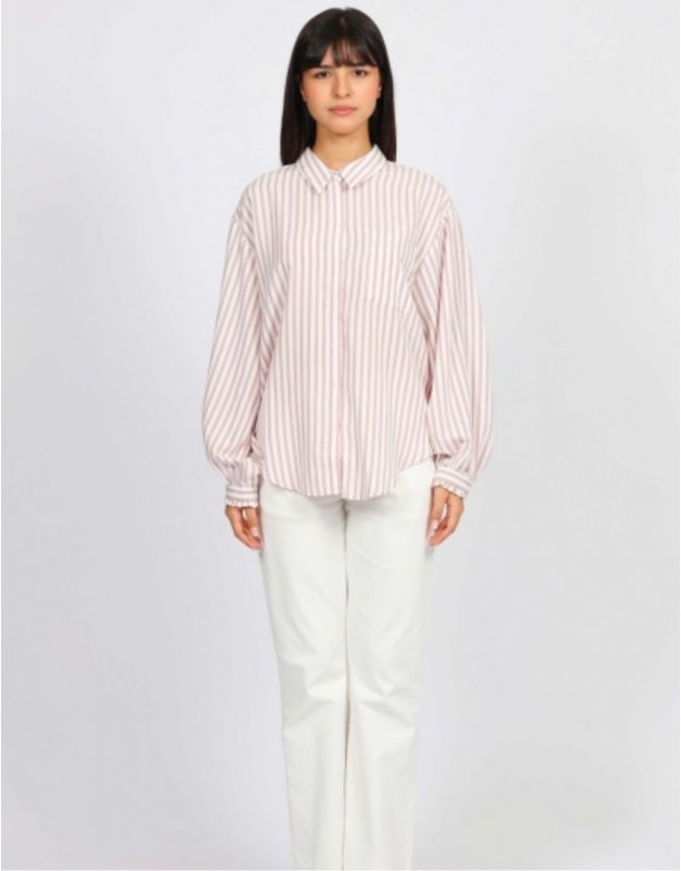 Chemise rayé rose