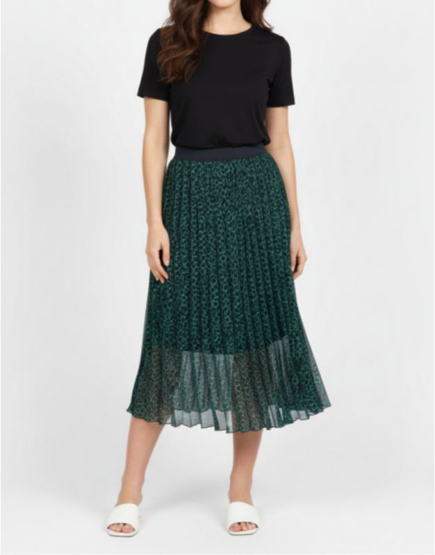 Jupe plissée motif vert