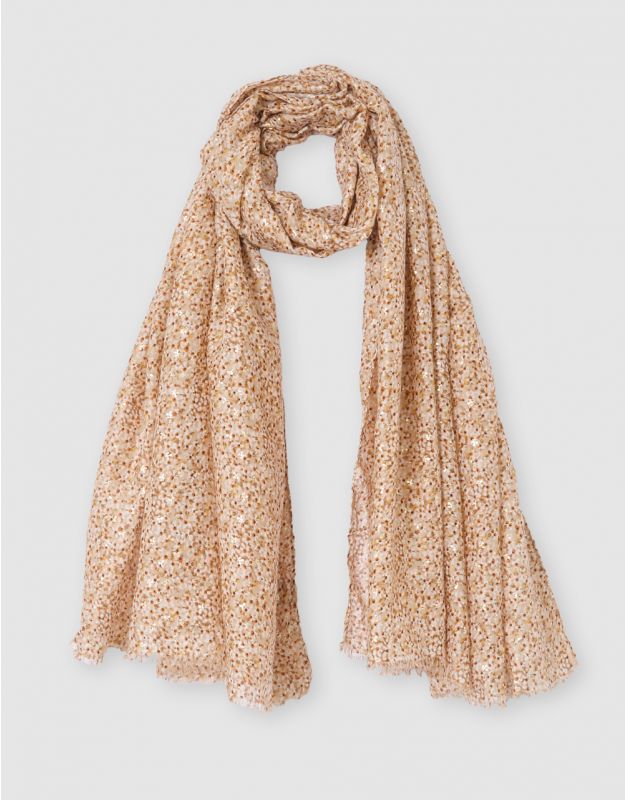 Foulard franges beige