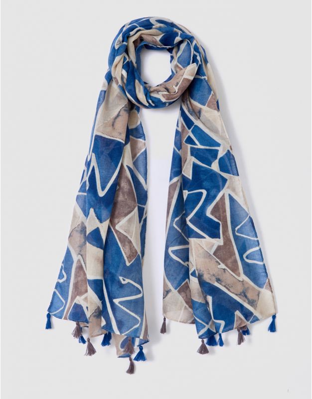Foulard motif bleu brun