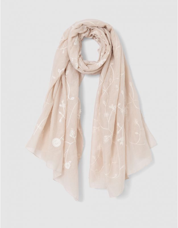 Foulard brodé beige
