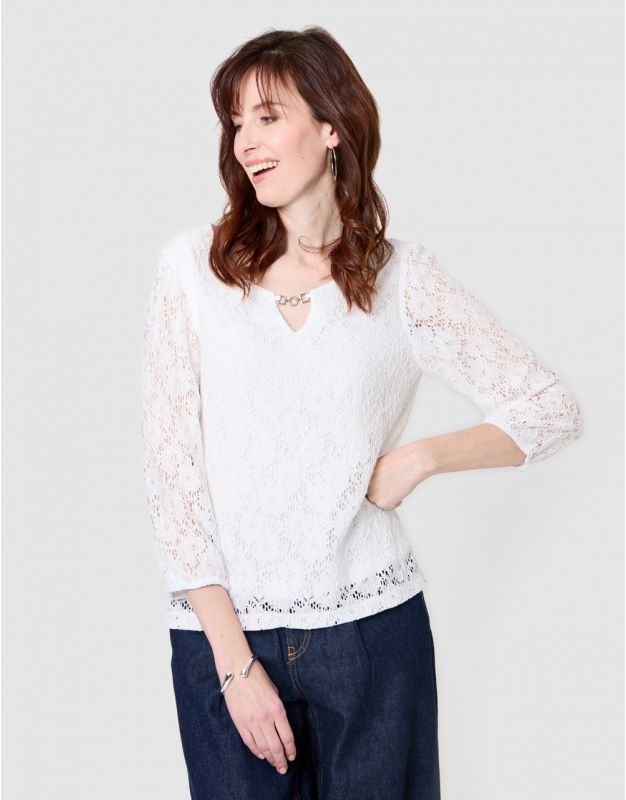 Blouse dentelle blanc
