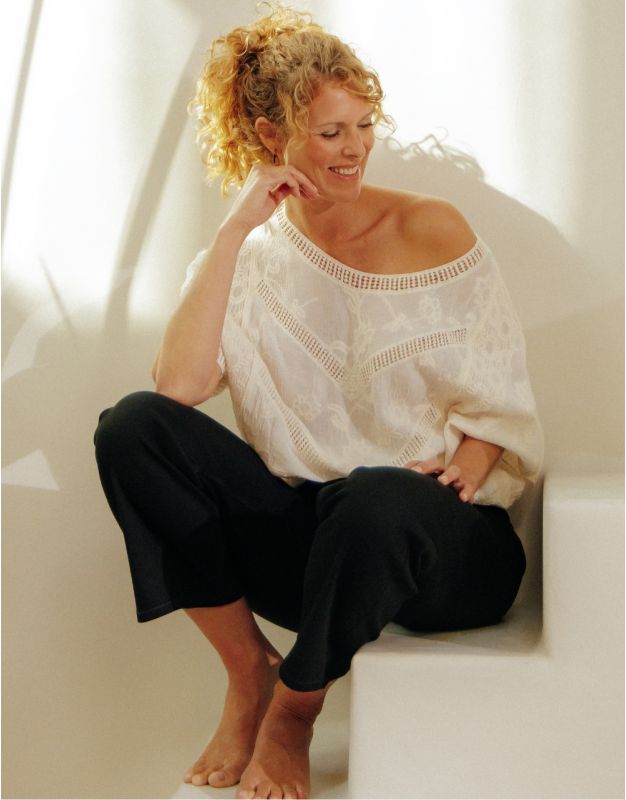 Blouse ample brodé blanc